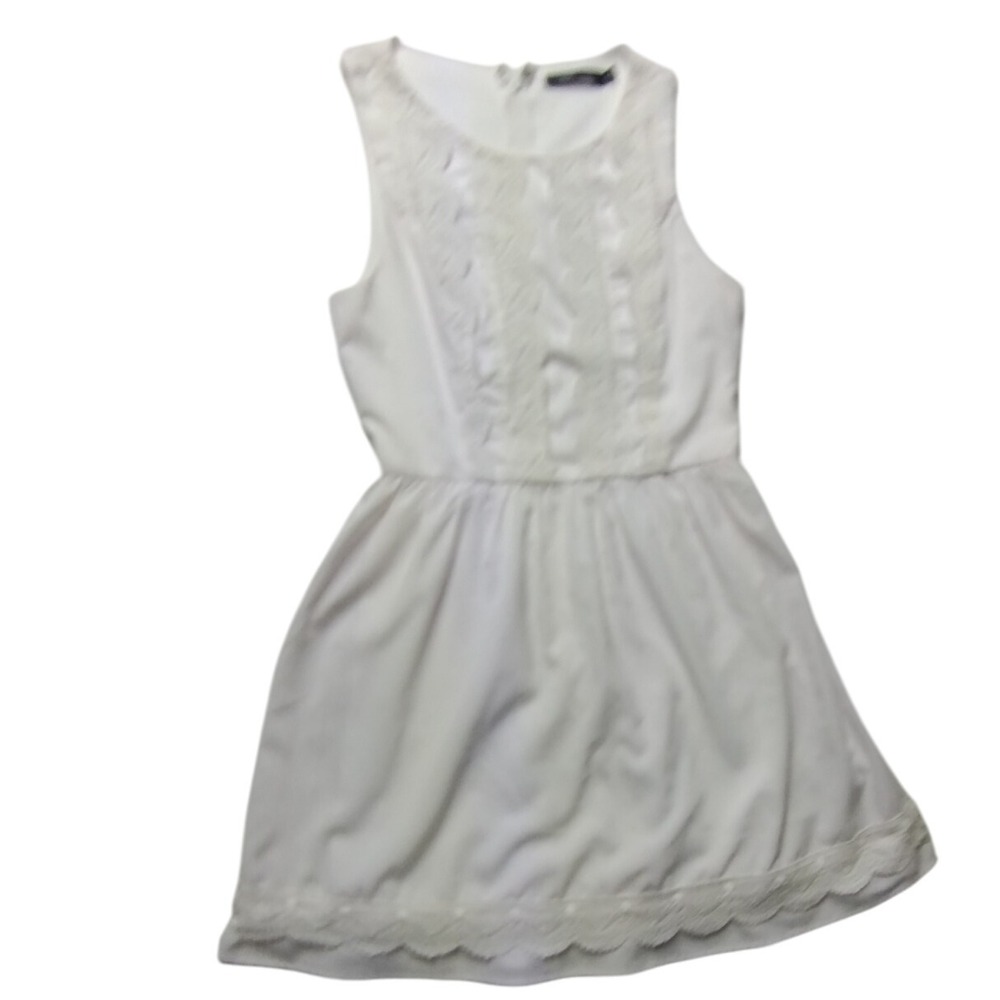Doe & Rae White Lace Dress Sleeveless Fit and Flare Mini Dress Womens Size S